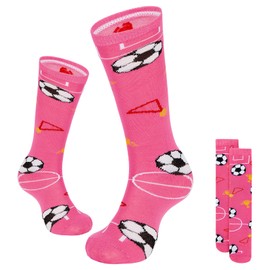Kids Soccer Socks Toddler Youth Pattern Cotton Knee High Softball Baseball Socks for Boys Girls Pink Soccer 6-9 Years