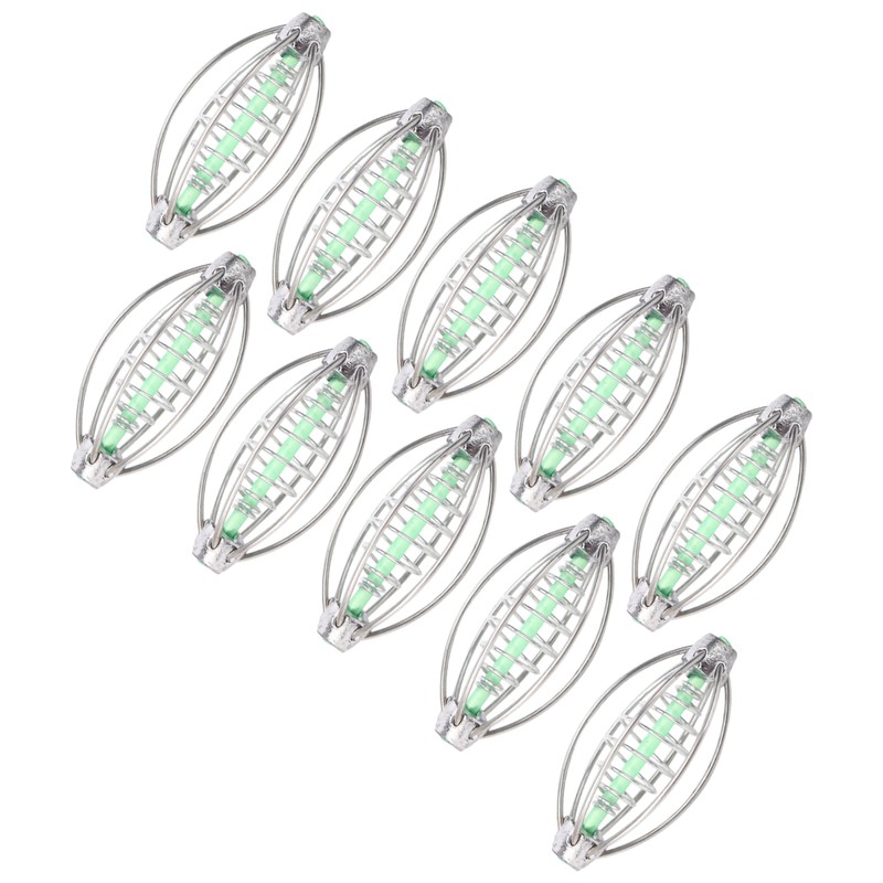 10PCS Stainless Steel Spring Fishing Feeder Bait Cage Holder Tackle