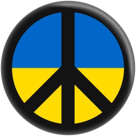 Ukraine Flag with Peace Sign - 1.5" Round Button