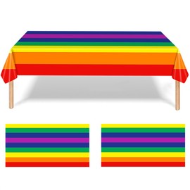 Wanfoou 2 Pack Rainbow Table Cloth, Disposable Plastic Rectangular Table Covers, Colorful Table Cloth for Party Decorations, Table Cloths Rectangular for Birthday and Wedding Party Decoration