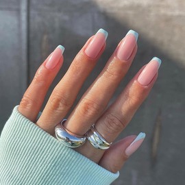Sethexy Short Square False Nails French Press On Nails 24 Pieces Acrylic Nails for Sticking on for Women and Girls