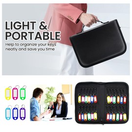 Quctak 24 Key Hooks & Tags Key Storage, Portable Key Organizer with Handle, Zippered Key case for Offices Real Estate Agencies Hotels and Rental