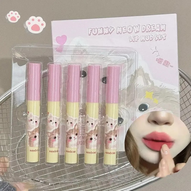 Set De Pintalabios Lip Mud, Caja Para Labios Con Polvo,
