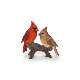 Cardinal Couple on Stump Garden Statue