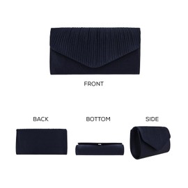 Stellazeta - Elegant Women Clutch Bag Small Ceremony Bag with Chain Strap Elegant Clutch Bag for Holding, Midnight Blue Striped