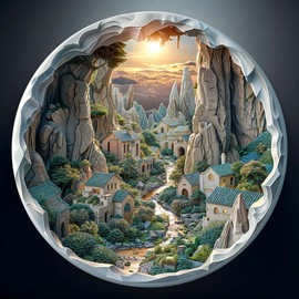 KAAYEE Wooden Jigsaw Puzzles-3D Vision Inside The Cave Wooden Puzzle Adult Unique Shape Wooden Puzzle Wooden Jigsaw Puzzle for Adult,Puzzle for Adults,Family Puzzles for Aduls (8.5 * 8.5in-100pcs)