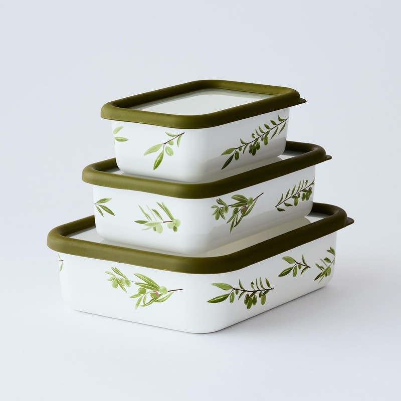 Fuji Hollow Enamel Storage Container with Permanent Pen Writing and