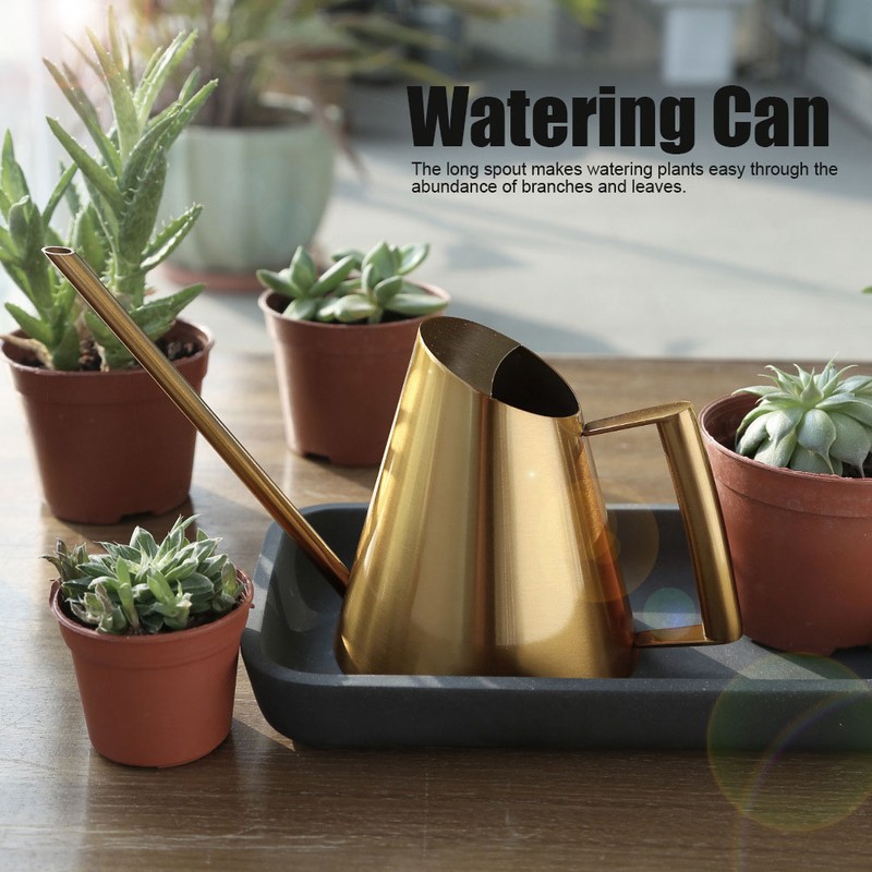 Stainless Steel Watering Can Sprinkle Pot Long Mouth Garden Flowers