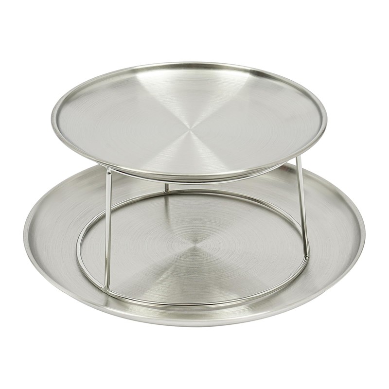 DYNAMI 2-Tier Seafood Tower Set,2pcs Thickened Stainless Steel Seafood Tray(10in+8in)