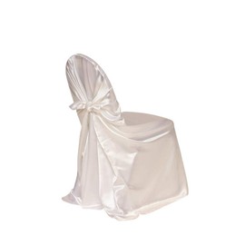 YOUR CHAIR COVERS - Satin Self-Tie Universal Chair Cover White, Pillow Case Slipcovers for Chairs in Weddings and Events