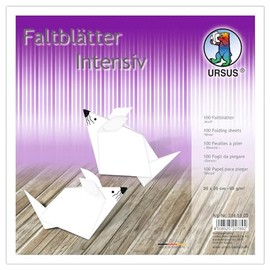 Ursus 3145100 - Faltblätter Uni intensiv, weiß, ca. 20 x 20 cm, 65 g/qm, 100 Blatt, aus Plakatpapier, durchgefärbt, für kleine und große Origami Künstler, ideal für vielseitige Bastelarbeiten