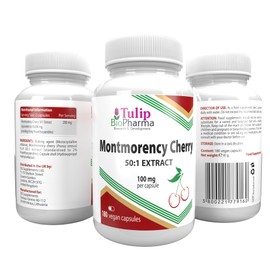Montmorency Cherry 5,000mg Equivalent (100mg of 50:1 Extract) 180 Vegan Capsules, 3rd Party Lab Tested, Natural Tart Cherry