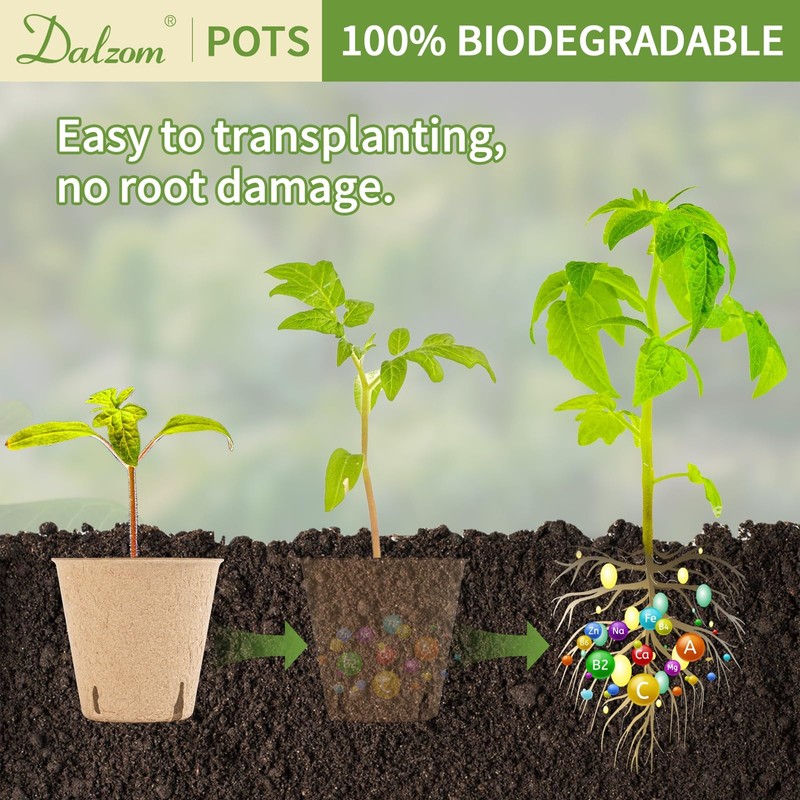 Dalzom® 60Pcs 3.1” Peat Pots with 60Pcs Plant Labels, Biodegradable