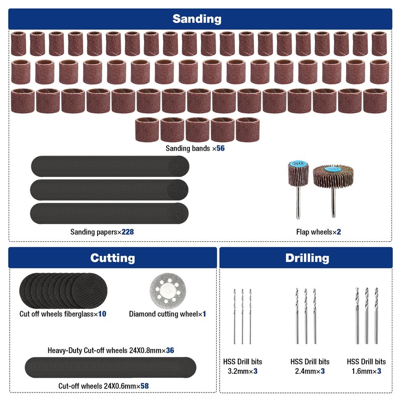 WORKPRO WORKPRO Rotary Tool Accessories Kit, 476pcs Accessory Set, 1/8"
