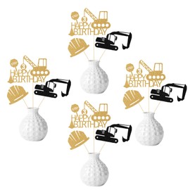 Construction Birthday Party Centerpiece Sticks,Dump Truck 3 Years Old Party Decor,Construction Zone Theme 3 Year Old Birthday Table Centerpieces Baby Shower Party Supplies Gold Black 12 Pcs