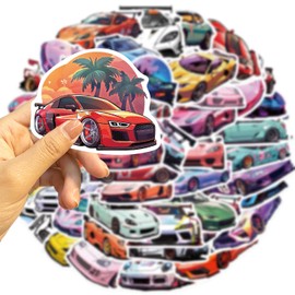 200Pcs JDM Racing Cars Stickers for Laptop, Sport Car Waterproof Stickers for Water Bottles, Skateboard, Guitar, Helmet, JDM Stickers for Adults