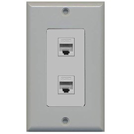 RiteAV - 2 Port Cat5e Ethernet Wall Plate Decorative - Gray - Bracket Included