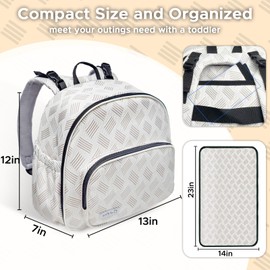 Diaper Bag Backpack, Small Diaper Bag with Changing Pad, Baby Bag Backpack Girls Boys,Travel Mini Maternity Bags with Insulated Pockets, Stroller Straps, Lightweight,White