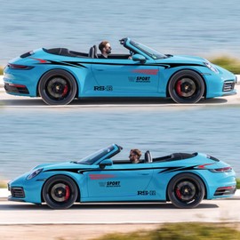 Car Body Side Sticker Long Stripe Graphic Auto Body Racing Sports Decals,Universal Vinyl Self-Adhesive Stickers for Cars/Trucks/SUVs (Black-Red)