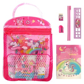 Unicorn Stationery Set, Gift Girls 5.6 Years, Pack of 6 Unicorn Stationery Gift Set for Girls, Notebook, Pencil, Sharpener, Handbag, Eraser, Ruler, Gifts for Girls