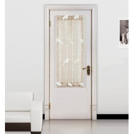 VOGOL French Door Curtain Panel, Birds Embroidery Sheer Door Curtains with Top and Bottom Rod Pocket for Patio, 25 x 40 Inch, 1 Piece