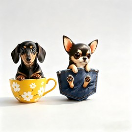2Pcs 2D Acrylic Car Air Vent Freshener – Cute Cartoon Chihuahua & Dachshund Dog Designs, Solid Scented Decoration for Car AC Vents, Long-Lasting Fragrance, Fun Accessory