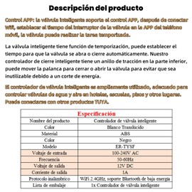 homimor Temporizador Inteligente De Válvula De Agua WiFi, Control Remoto, Negro