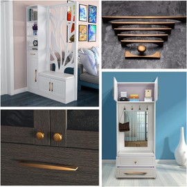 Guolich Pack of 2 Hole Centres 6.3 Inch (160 mm) Kitchen Drawer Handle Door Handles Zinc Alloy Modern Brown Brass Fittings for Wardrobe Bathroom Chest of Drawers