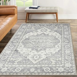 MaxRugrs Small Area Rugs 4x6 Washable Rugs for Living Room,Bedroom,Dining Room-Stain Resistant Thin Vintage Entryway Rugs with Non Slip Rubber Backing