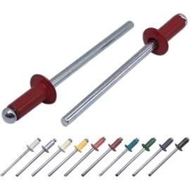 (Pack of 100) Painted Blind Rivets 1/8" x 5/16" (3.2 x 8 mm), Dome Head, DIN 7337, Aluminium Rivets and Steel Mandrel, Pop Rivets, Brown Red RAL 3011