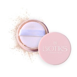 Polvo traslucido matificante, polvo suelto, tamaño 8g, control de grasa, Avena, Arroz, Caléndula, Vitamina C, Vitamina E, FPS 20, Para Piel Grasa con tendencia a acné, piel sensible, piel suave, dermatológico, natural, Biotiks, Tono natural.
