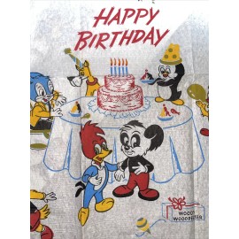 1 Rare Woody woodpecker happy birthday Crepe Paper Panel 18x20”in NOS