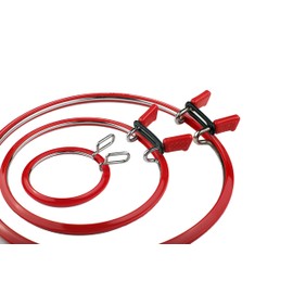 Nurge Premium Quality, Metal Spring Tension Embroidery Hoops, Cross Stich Hoop, Darning Hoops, Embroidery Tension Shed (Red, Siz Mix)