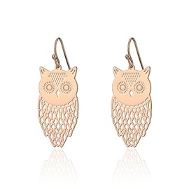 Earrings for Women Lucky Owl Drop Earrings for Girls Gift Gold Silver Stainless Steel, Copper