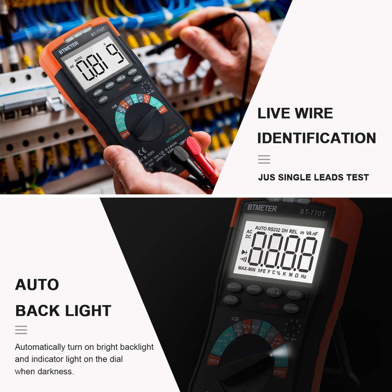 True RMS Digital Multimeter Tester 6000 Counts AC DC 20A