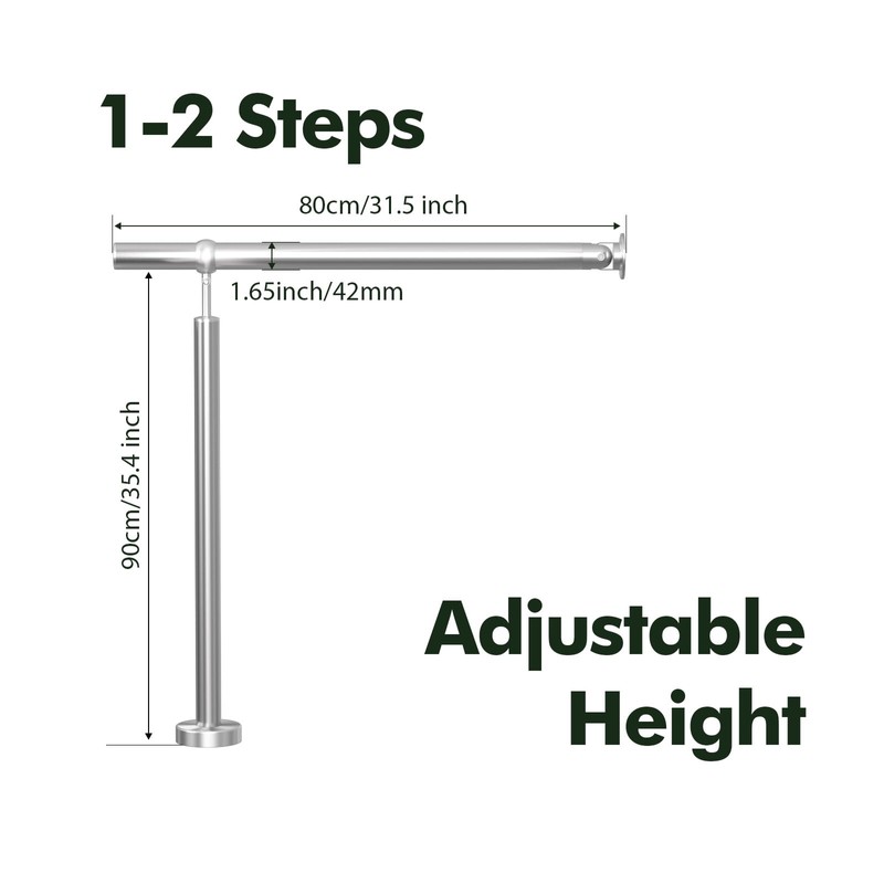 Hand Rails for Steps, 1-2 Step Stainless Steel 304 Single