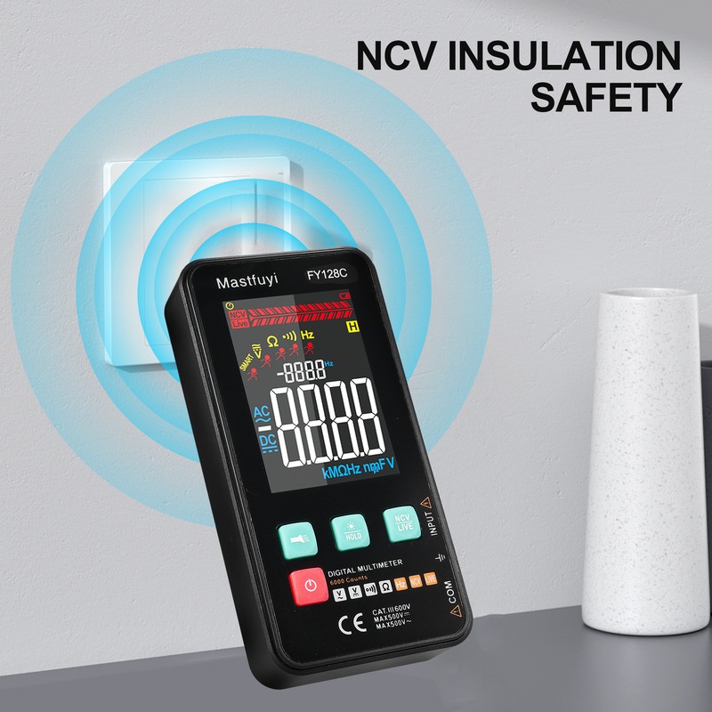 MASTFUYI FY128C Smart Digital Multimeter with Bracket Compact Intelligent Electrical