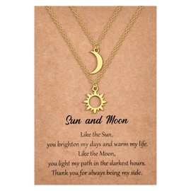 MANVEN Sun and Moon Necklace Friendship Necklaces Mother Daughter Chain Necklace for Couples Ladies Best Friend Couple Necklace Gifts for Friends Sisters Women Girls Silver, Stainless Steel, No