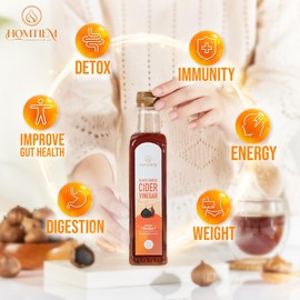 Homtiem Black Garlic Cider Vinegar – Naturally Fermented Vinegar Made with Black Garlic and Cider Vinegar, Gluten Free, Rich in Health Benefits, Ideal for Salad Dressings, Sauces, Drinks, and Healthy Recipes (350ml, Pack of 2)