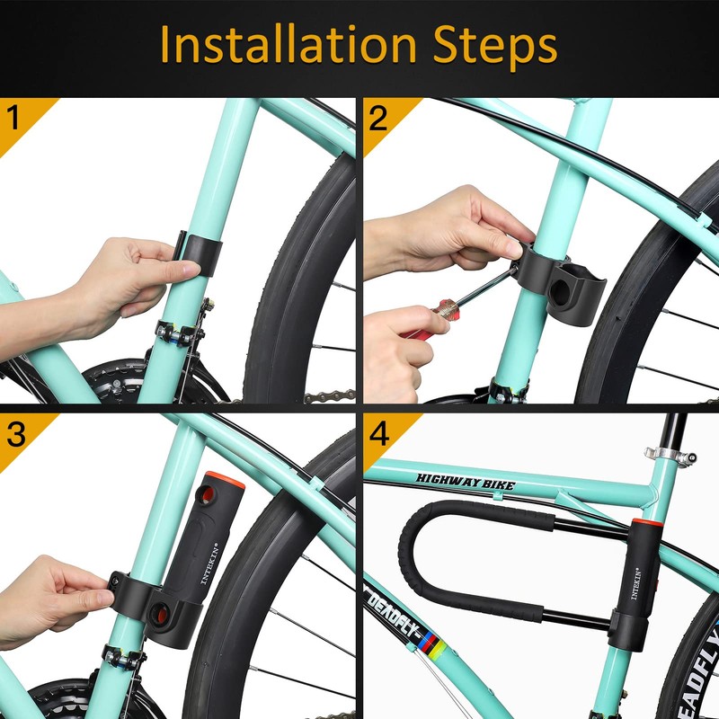 INTEKIN Bike U Lock Heavy Duty Bike Lock Bicycle Lock,