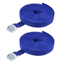 sourcing map Cam Buckle Lashing Strap 12 m x 25 mm 250 kg Load Cap Polypropylene for Transport Cargo Blue Pack of 2