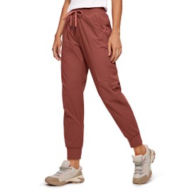 CRZ YOGA Athletic High Waisted Joggers for Women 27.5" - Lightweight Workout Travel Casual Outdoor Hiking Pants with Pockets The Cognac Brown Medium