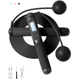 Cuerda de saltar sin cuerda con mostrador para fitness, cuerda de saltar inteligente ajustable para hombres, mujeres, niños, boxeo de velocidad al air