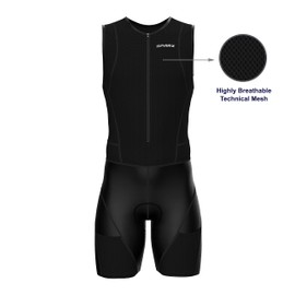Sparx Men Competitor Triathlon Suit Mens Trisuits | Italian Technical Fabric | Soft Chamois | 4 Pockets | Bike-Swim-Run (Black Seams, 2XL)