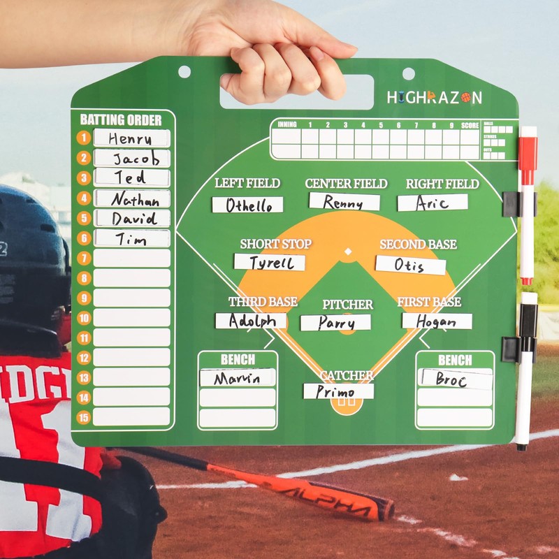 HIGHRAZON Magnetic Baseball Coach Clipboard, Dry Erase Coach Lineup Board,