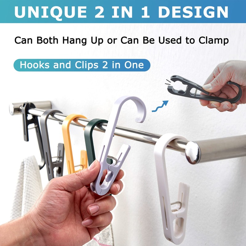 XoYoZo Laundry Hooks with Clips Hanger Closet Organizer Clamps Socks