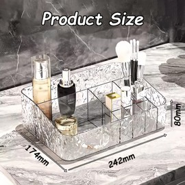 Taoluwin Makeup Organiser, Cosmetic Storage Display Case, Partitioned Storage for Easy Access, Versatile for Desktop Items, Ideal for Cosmetics, Office Supplies & Crafts