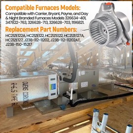 Fuabator HC21ZE122A, J238-112-11202 Draft Inducer Motor Kit Compatible with Carrier, Bryant, Payne, and Day & Night Furnaces Models Exhaust Venter Motor Including Blower Wheel and Mounting Bracket