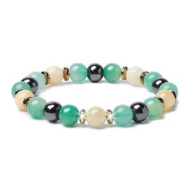 xdlhghe Stone Beaded Bracelet for Women Stretch Charm Trendy Pink Green Bracelets Blessing Waterproof Beaded Jewelry Aromatherapy Diffuser Bracelets for Essential Oils (Green Yellow)