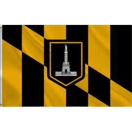 HVATLTL Baltimore City Flag 3x5FT,Heavy Duty 100D Polyester Flag, Vivid Colors,Flags Banners with 2 Brass Grommets for Indoor Outdoor. (Baltimore, 3x5ft)